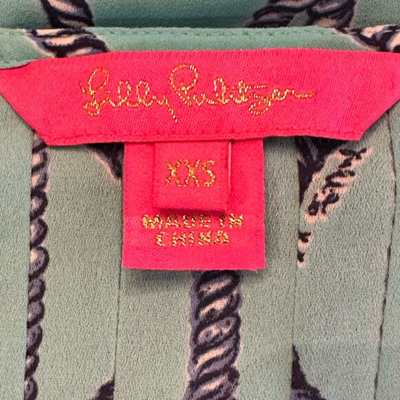 Lilly Pulitzer Marilina Tunic - Light Aqua Frayed Knot Blouse Size XXS - Picture 5 of 8